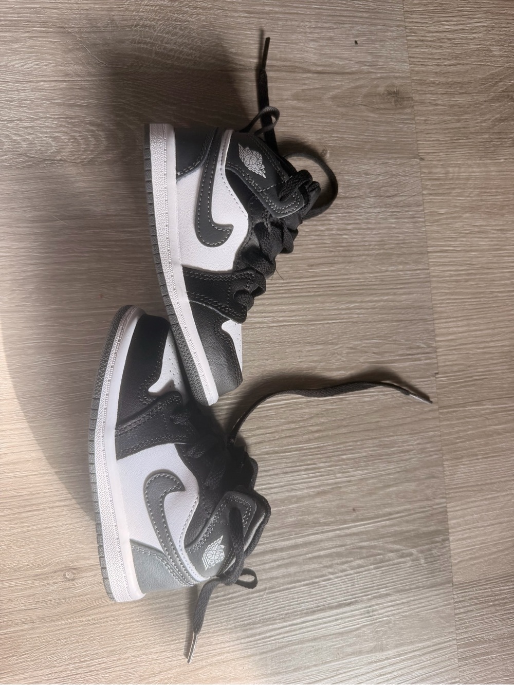 Jordan Kids Black and White High-Top Sneakers with Grey Accents